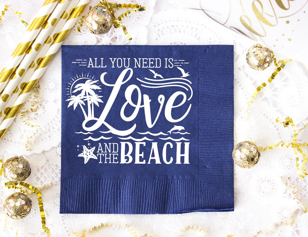 Beach Wedding Napkins Custom Paper Napkins Summer Wedding Destination