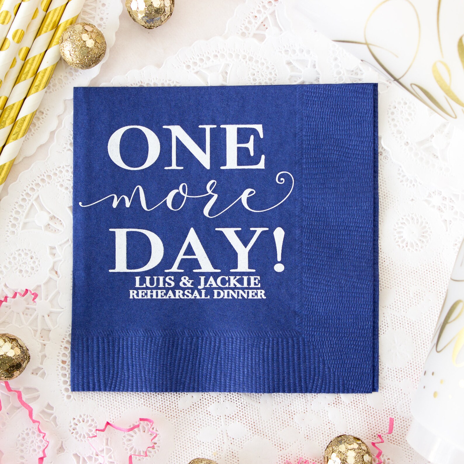 Rehearsal Dinner Napkins Personalized Wedding Napkins One More Etsy