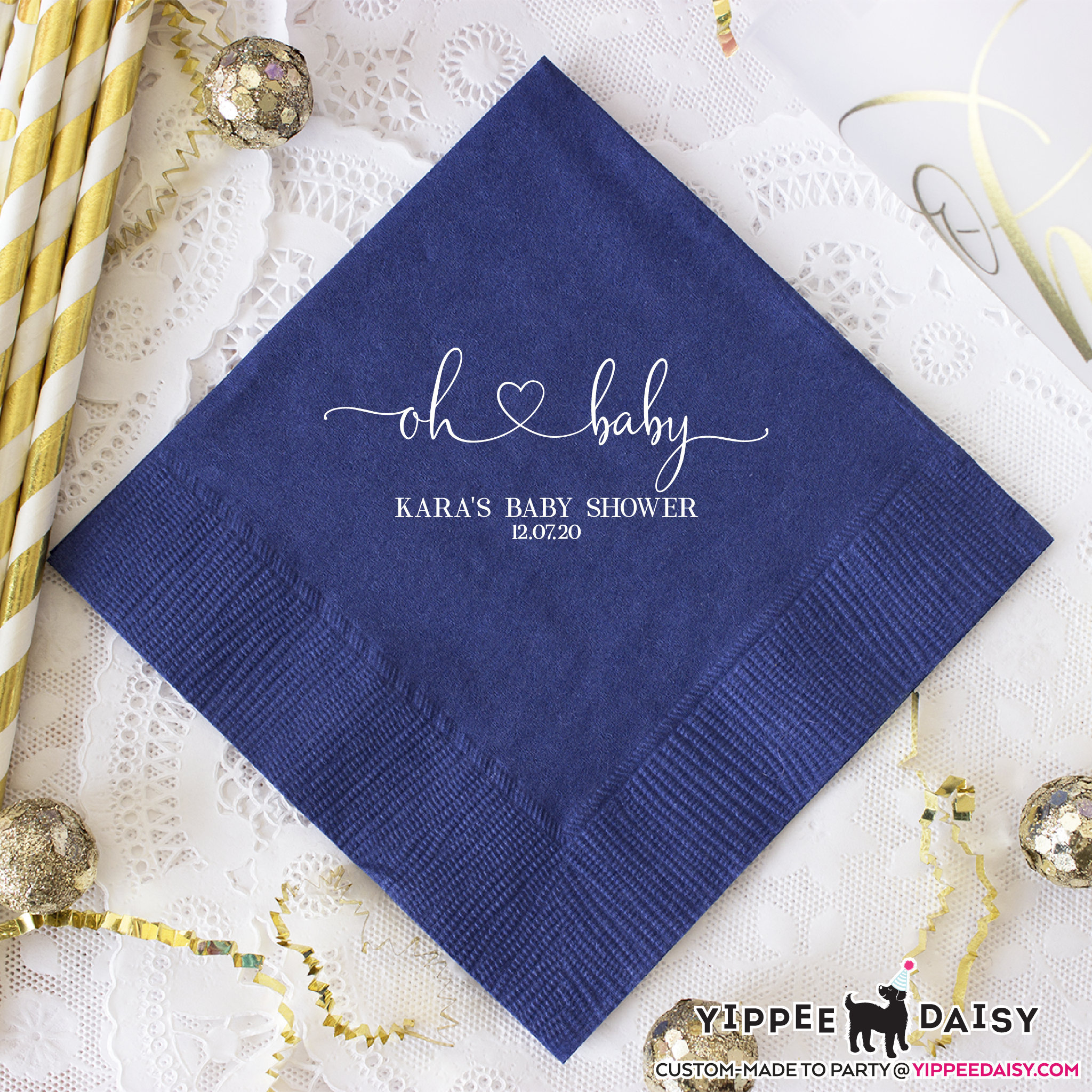 Baby Shower Napkins Personalized Cocktail Napkins Oh Baby Etsy