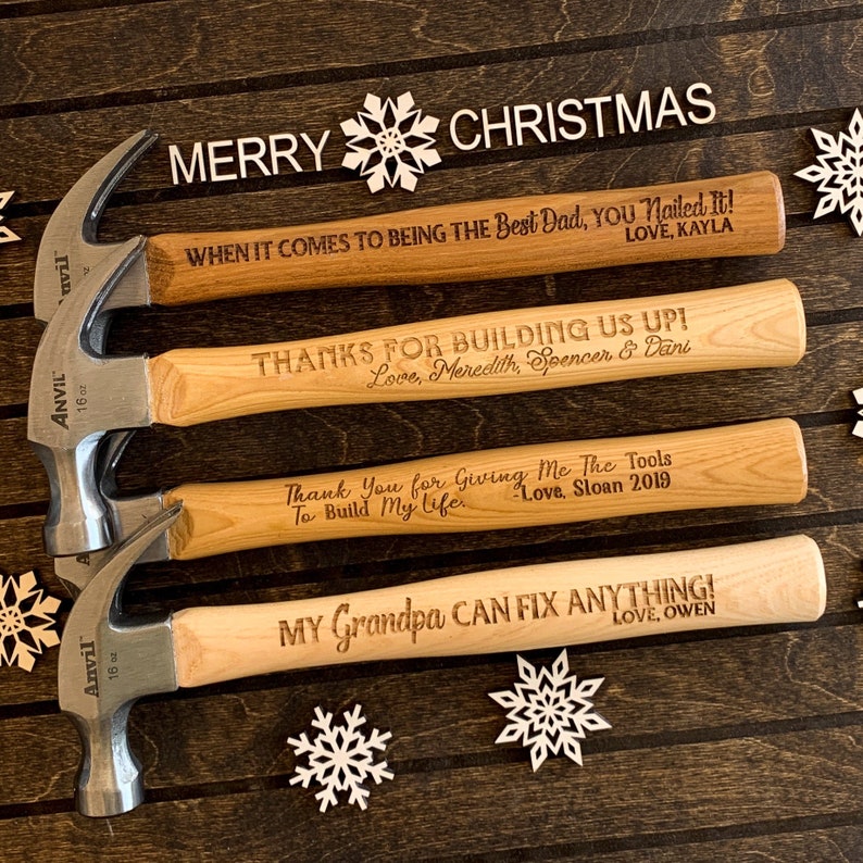 Christmas Gifts for Dad from Kids Engraved Hammer Father in Law Gift for Husband Stocking Stuffers for Grandpa Gift for Men Brother image 1