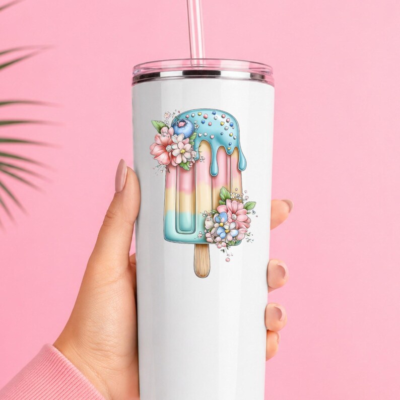 Blueberry Ice Pop UV DTF Decal Cottage Frozen Treat Sticker Cup Decal Glass Decal Tumbler Sticker Dessert Gift image 7