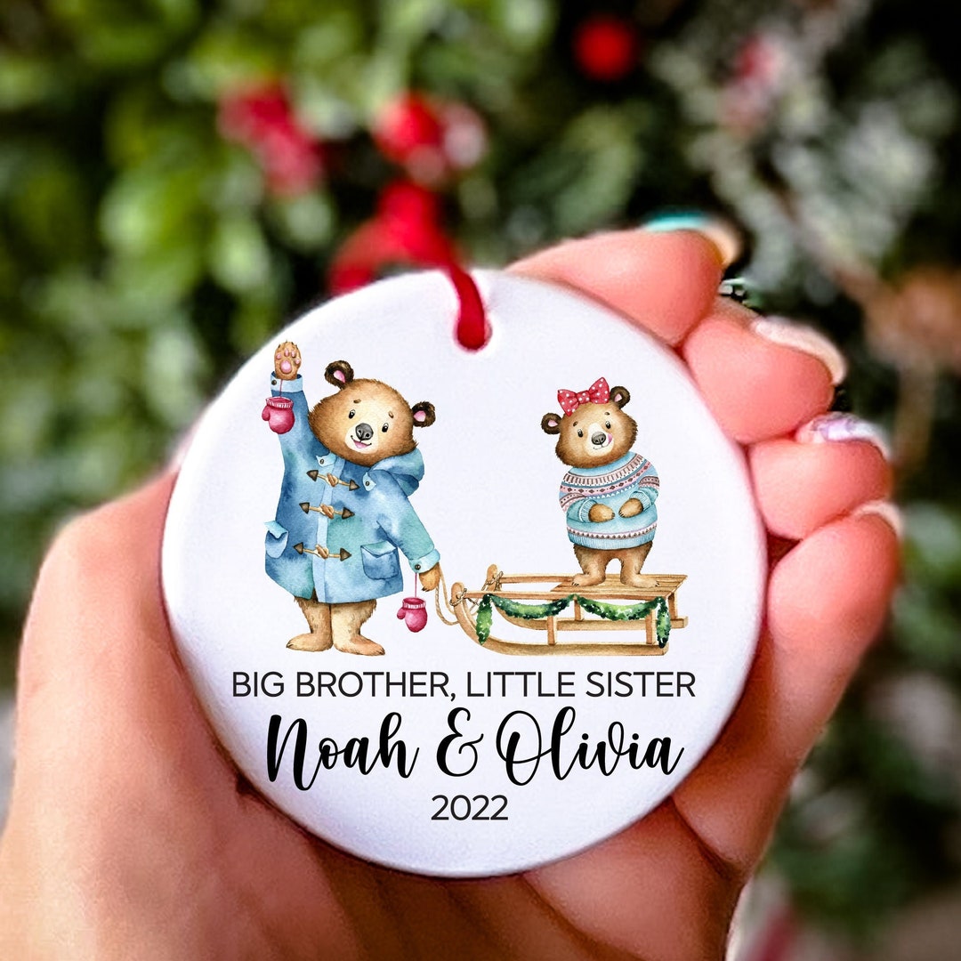 Big Brother Little Sister Christmas Ornament Personalized Gift Sibling