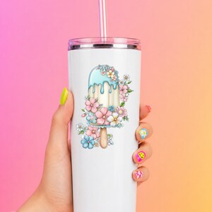 Wildflower Ice Pop UV DTF Decal Garden Frozen Treat Sticker Cup Decal Tumbler Sticker Laptop Sticker Dessert Gift afbeelding 6