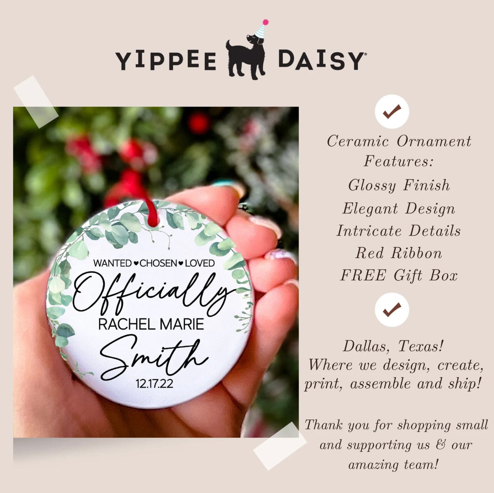 Adoption Christmas Ornament Chosen Ornament Adopted Etsy