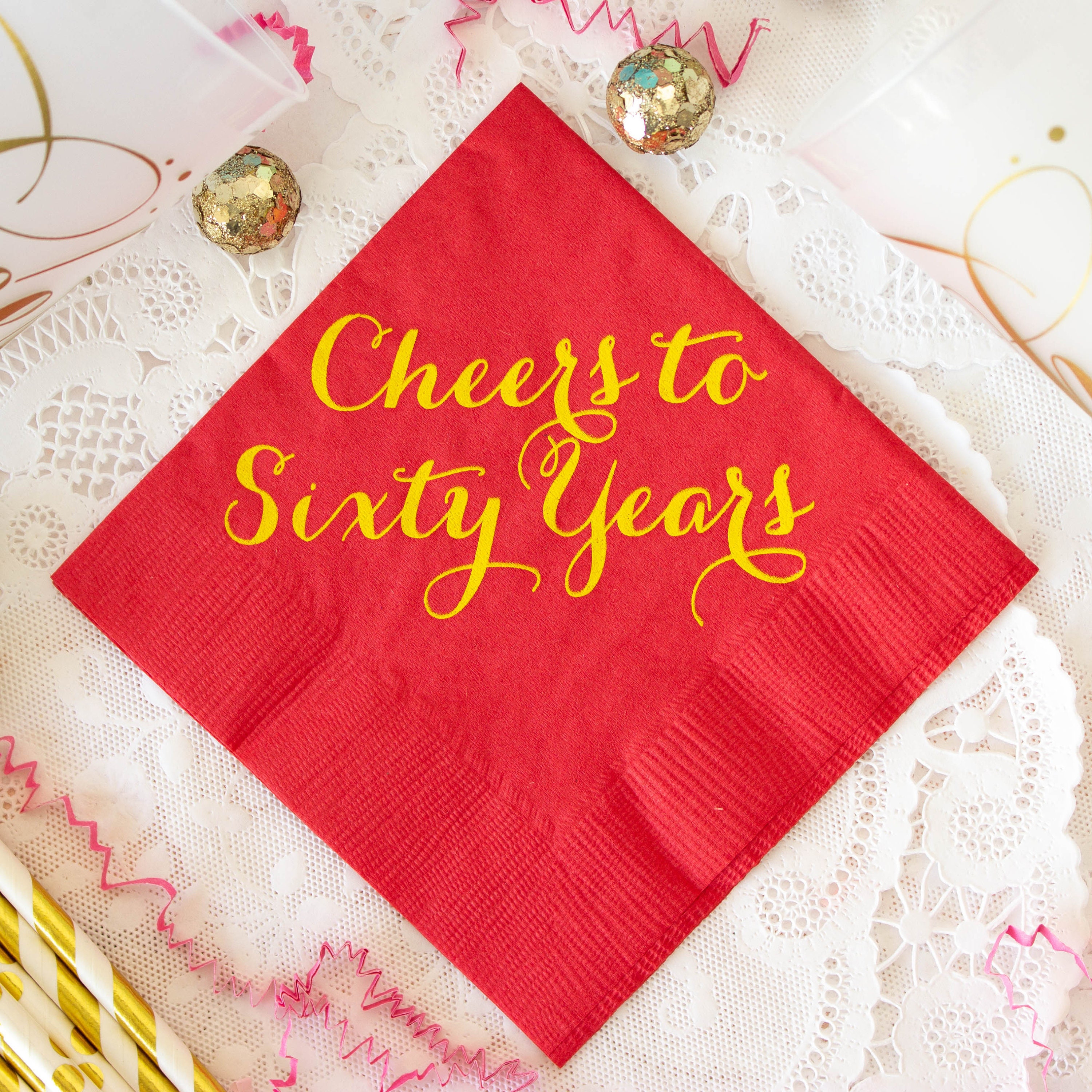 60th Birthday Napkins Party Napkins Personalized Napkins Etsy