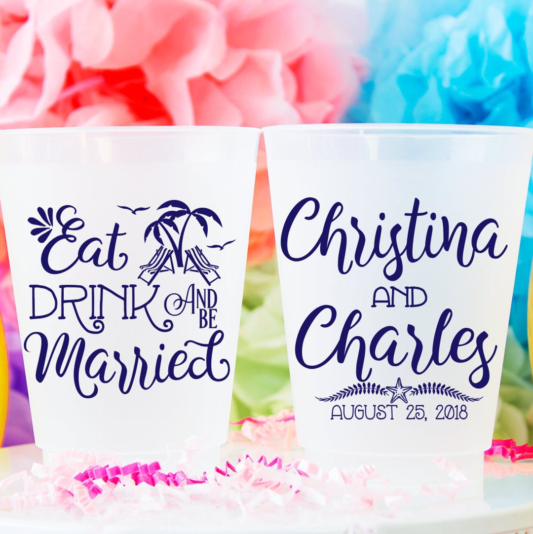 Wedding Party Cups Beach Wedding Cups Personalized Frosted Cup Etsy