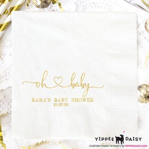 Oh Baby Napkins, Baby Shower Napkins, Personalized Baby Napkins, Custom Baby Shower Napkins, Couple&#39;s Shower Napkins, Cocktail Napkins