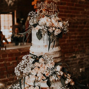 Personalized Cake Topper, Custom Text Cake Topper, Gold Cake Topper, Bridal Party Cake Topper, Wood Cake Topper, Rustic Cake Decor image 2