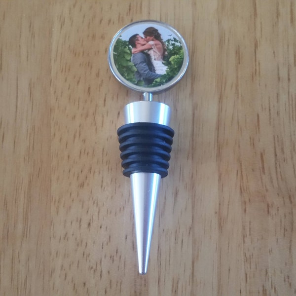 Your Photo Wine Stopper Washable SEALED Topper Logo Advertising Liquor Bottle Personalized Custom Booze Cork Gifts Bar Bottles Chrome Silver