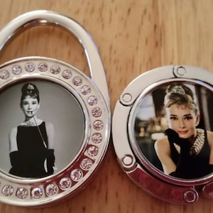 Audrey Hepburn Purse Hook 4 Styles Hangs Outside the Bag Handbag Hanger Stocking Holder Custom Customized Gifts Table Bar Desk Charm Ladies