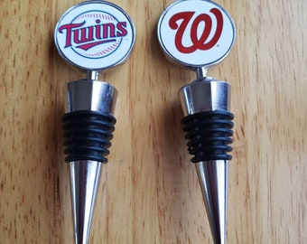 Wine Stopper Twins Nationals Minnesota Washington Bottle Topper Liquor Bar Booze Cork Gifts Bottles Gift Chrome Seal Customized Custom Gift