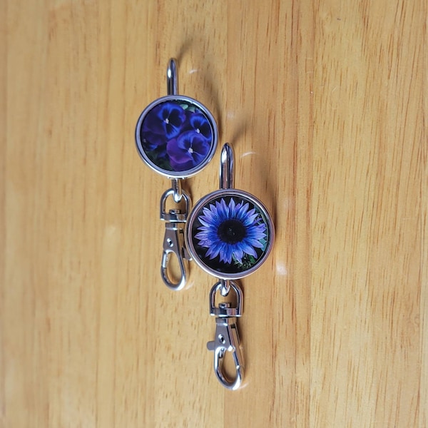 Key Finder Purple Sunflower Purple Pansies Keychain Find Keys Quickly Hangs in Purse Hooks on Handbag Pansy Keyfinder Key Chain Ladies Gift