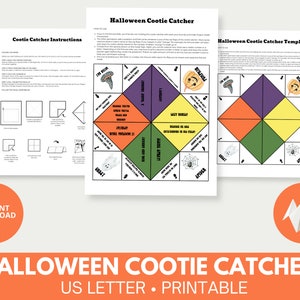 Halloween Cootie Catcher Printable: Fortune Teller Game (PDF Download 8x11 inches
