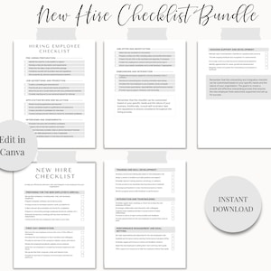 New Hire Checklist Template Employee Training Onboarding & Orientation HR Hiring Forms Editable Canva PDF
