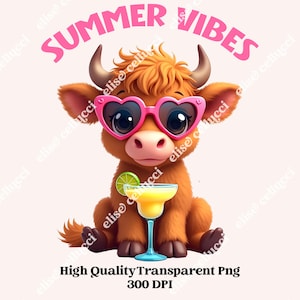 summer vibes png Highland cow graphic, Vacation beach tee design, Funny sublimation print, Summer shirt art png for Cricut