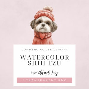 Aquarelle Shih Tzu Clipart PNG Shih Tzu impressions numériques haute qualité PNG à usage commercial Shih Tzu PNG Illustration Shih Tzu imprimable