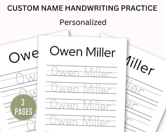 Handwriting Practice Custom Name Tracing Sheets Personalized Name Handwriting Worksheet Digital Printable Traceable Pages