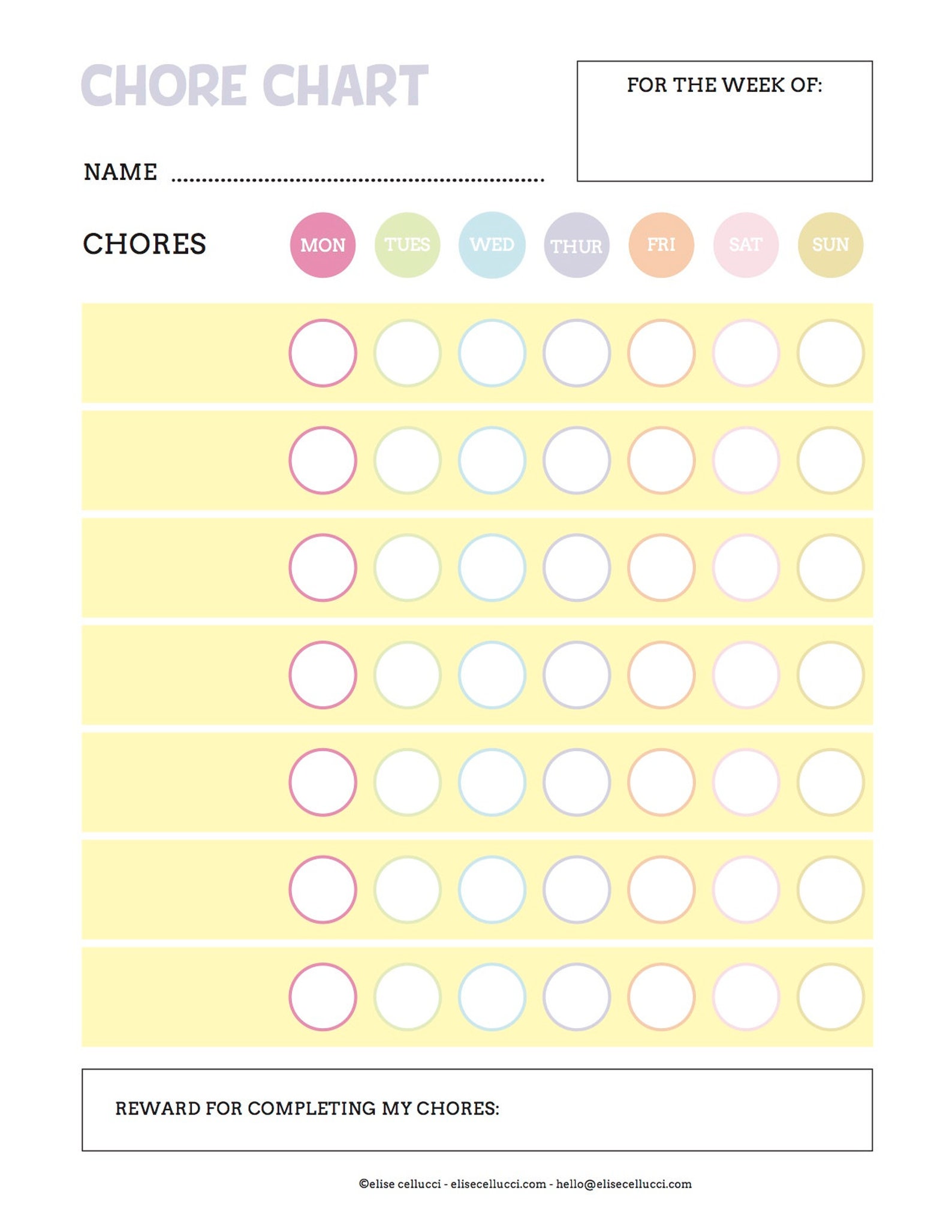 Printable Editable Reward Chore Chart for Kids | Etsy