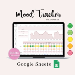 mood tracker google sheets Digital Mood Tracker Spreadsheet Template for Google Sheets Weather Log, Daily Mood Journal Mood Chart Sleep Log