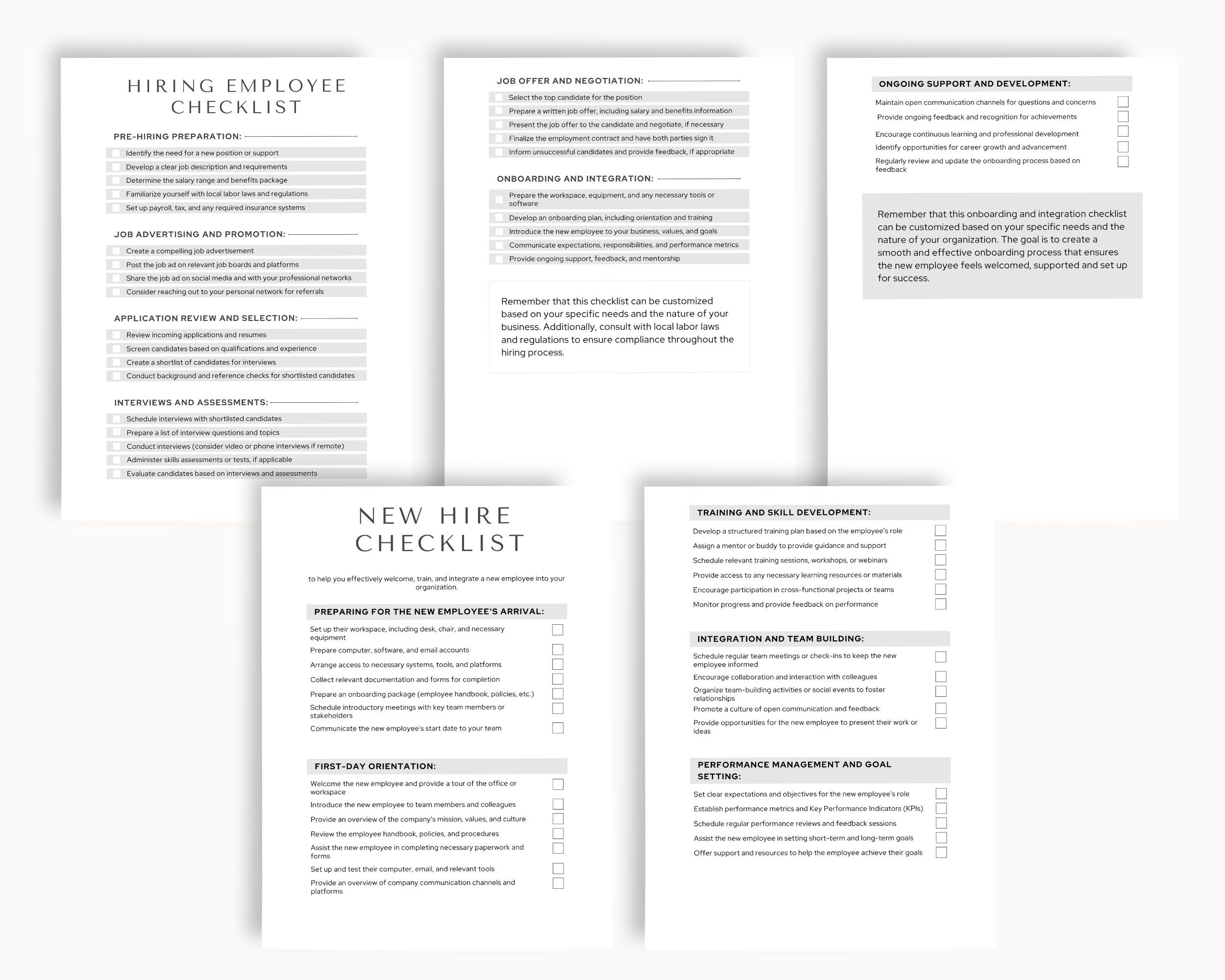 New Hire Checklist Template Bundle, Employee Onboarding & Orientation ...
