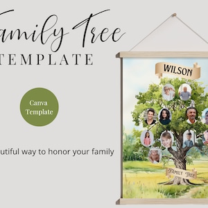 Family Tree Template Editable Canva Digital Family Tree Ancestry Chart Custom Pedigree Chart for Parents & Grandparents