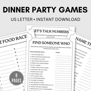 Dinner Party Games Printable, Icebreaker Questions, Adult Party Games, Fun Cocktail Party Games, Birthday Party Games, Holiday Dinner Games