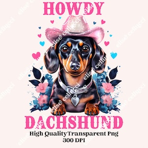 Howdy Dackel Png Western Cowboy Sausage Dog Digital Design Lustige Dackel Mom Geschenk Clipart für Cricut Sublimation