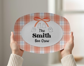 Personalized Halloween Platter, Family Boo Crew, Custom Name, Ghost Tray, Serving Dish