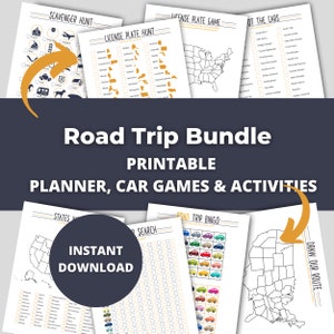 Ultimate Road Trip Planner Bundle: Printable Kid Activities & Itinerary, Travel Fun Instant Download for Family Travel