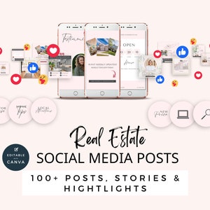 Real Estate Marketing Luxury Canva Template for Realtor Social Media Posts & Real Estate Social Media Marketing