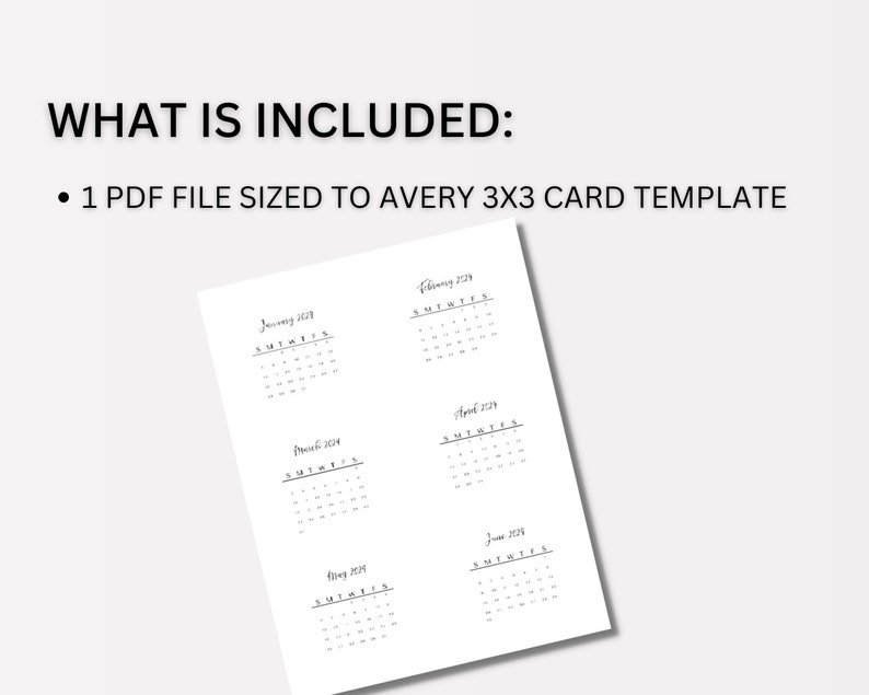 2024 Mini Calendar Printable Sunday Start Printable 2024 Etsy