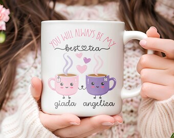 Personalized Tea Mug, Custom Name Coffee Cup, Kawaii Tea Lover Gift