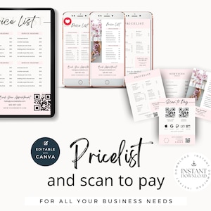 Beauty Salon Price List Template Editable Canva Bundle for Nail, Makeup & Hair Stylist – Printable Pricing Guide