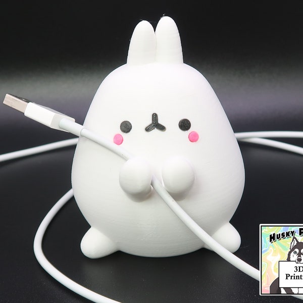 Kawaii BUNNY Cable Cable Holder - Desk organizer - Cable organization - 3D Printed PLA