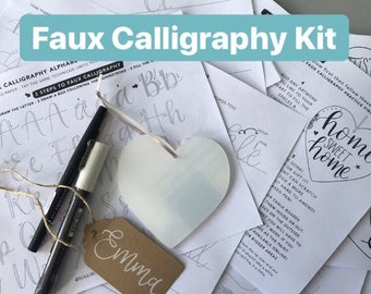 Faux Calligraphy Workshop Kit with Acrylic Heart - Take Home