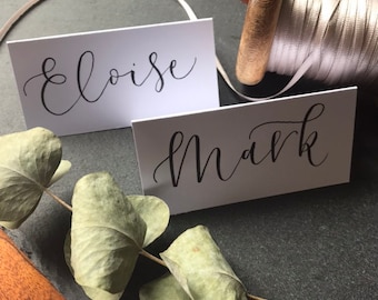 Wedding Place Name Cards Hand Written | Tent Fold Place Cards | Calligraphy Name Cards