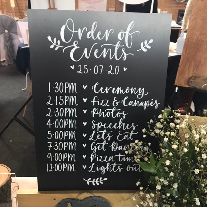 Order of Events A3 Sign / Order of the Day Wedding Sign - Etsy UK