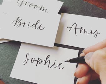 Calligraphy Name Cards Perfect For Holders, Hand Written