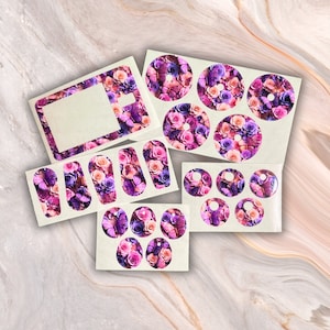 Pink and Purple Roses Decal/Skin for Libre 2, Libre 3, Dexcom G6, Dexcom G7. Diabetes Accessory, T1D Warrior, Diabetic Gift.