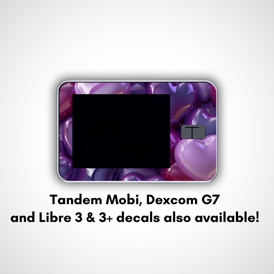 Tandem T:slim, Mobi, Dexcom G7 and Libre 3 & 3+ Purple Hearts Decal ...