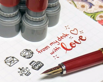 With Love - Set of 4, Mini Pre-Inked Stamps