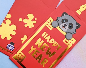 Trash PENda Red Pockets with Gold Foil | Hong Bao | Lunar New Year