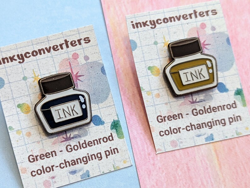 COLOR CHANGING Green - Yellow | Ink Bottle Enamel Pin - Etsy
