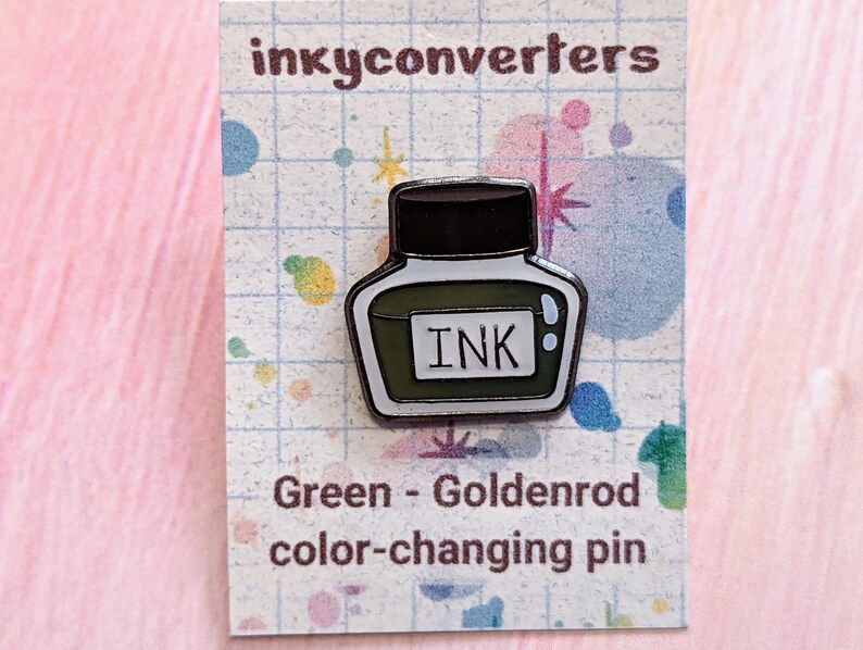 COLOR CHANGING Green - Yellow | Ink Bottle Enamel Pin - Etsy