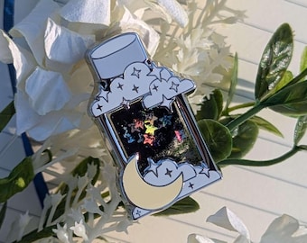 Night Sky Liquid Glitter Ink Bottle Enamel Pin