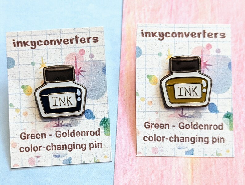 COLOR CHANGING Green - Yellow | Ink Bottle Enamel Pin - Etsy