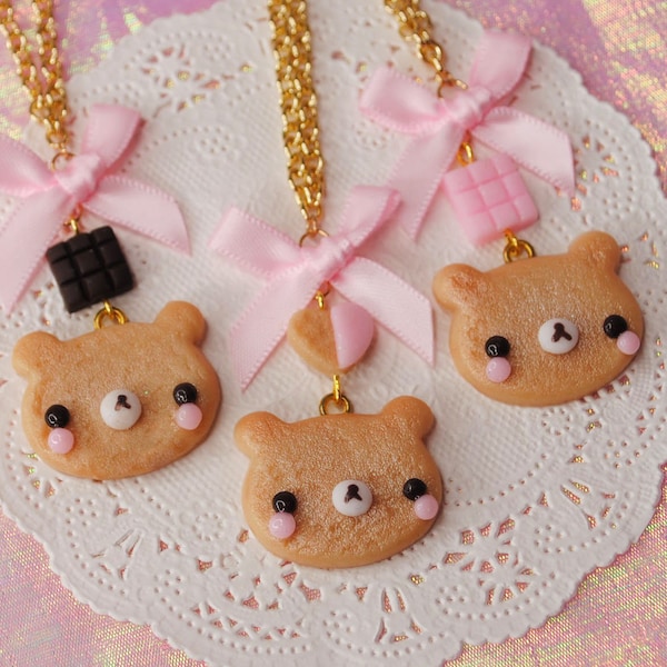 Collier d’ours à biscuits sucrés Kawaii, bijoux Yumekawaii, Fée Kei, Harajuku Jfashion, Accessoires esthétiques pastel, Harajuku