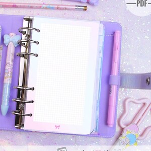 Nota stampabile Kawaii a6 e A5 - Inserto pianificatore pastello, Cancelleria, Kikki K, Filofax, Dokibook, Produttività, Ritorno a scuola, Pianificatore carino