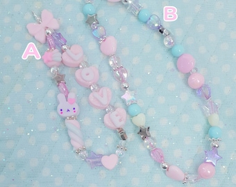 Kawaii pastelkleurige telefoonkralen | Leuke telefoonriem | Telefoondecoratie | 2-in-1-armband | Telefoonarmband