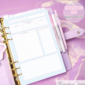 Kawaii A5 e A6 ELENCO DELLE COSE DA FARE Pdf stampabile, inserto pianificatore pastello, cancelleria carina, Kikki K, Filofax, Dokibook,, produttività, ritorno a scuola